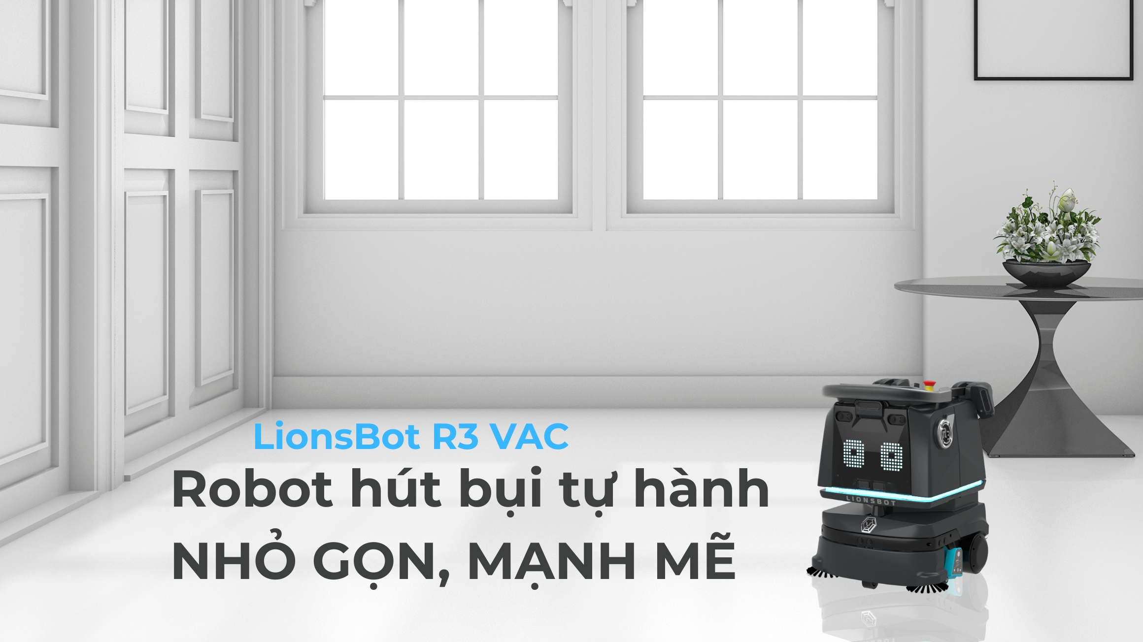 Lionsbot R3 VAC - Robot hút bụi tự hành nhỏ gọn