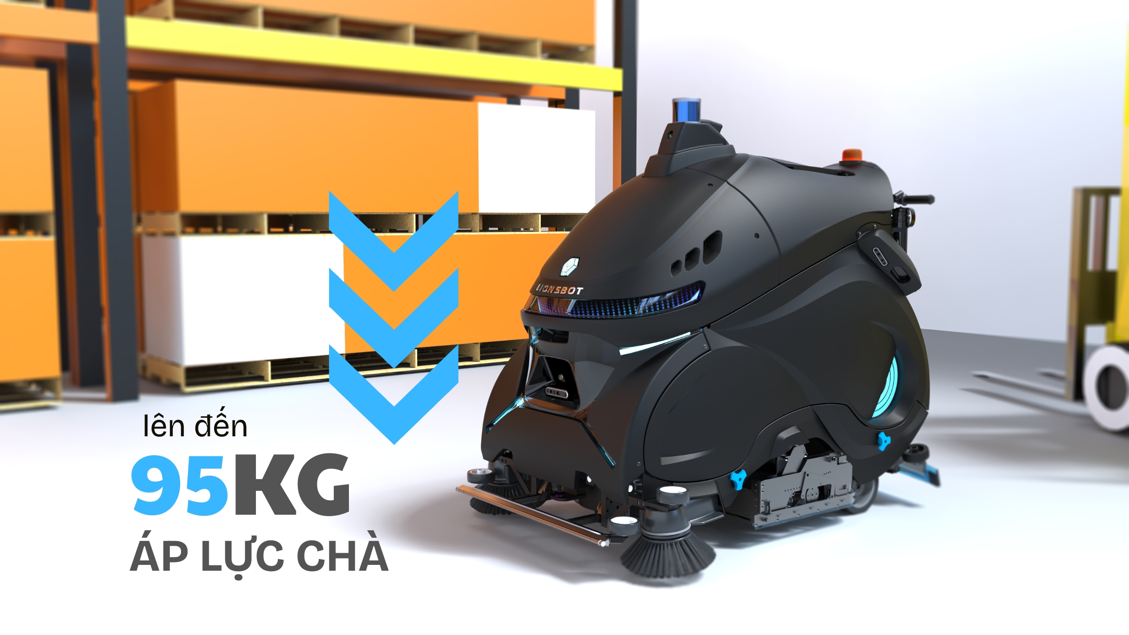 Rex CS với áp lực chà lên đến 95kg cùng chiều rộng làm sạch lớn